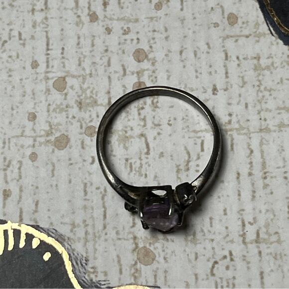 Vintage Sterling silver and pink mauve stone ring CZ October Birthstone size 6 - Picture 9 of 10